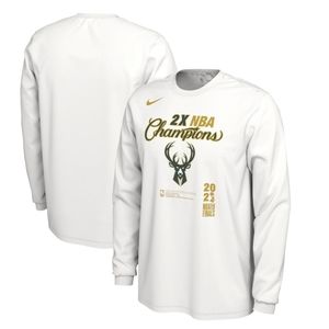 2021 Milwaukee Bucks Nike NBA Finals Champions Shirt Long Sleeve Locker Room 3XL